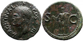Roman Imperial 
Agrippa (grandfather of Caligula) &AElig; As. Rome, AD 37-41. M AGRIPPA L F COS III, head to left, wearing rostral crown / Neptune st...