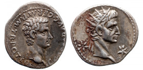 Roman Imperial 
Caligula, with Divus Augustus, AR Denarius. Lugdunum, AD 37. C•CAESAR•AVG•GERM•P•M•TR•POT COS, bare head of Gaius (Caligula) right / ...
