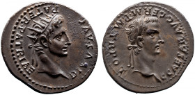 Roman Imperial 
Caligula, with Divus Augustus, AR Denarius. Lugdunum, AD 37. C CAESAR AVG GERM P M TR POT, laureate head to right / DIVVS AVG PATER P...