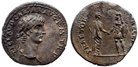 Roman Imperial 
Claudius I AR Denarius. Rome, AD 41-2. TI CLAVD CAESAR AVG P M TR P, laureate head right / PRAETOR RECEPT, Claudius, bare-headed and ...