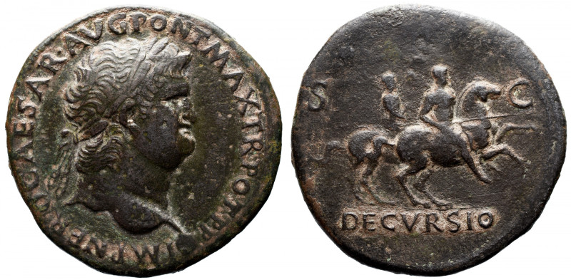 Roman Imperial 
NERO (54-68). Sestertius. Lugdunum. 
Obv: IMP NERO CAESAR AVG ...
