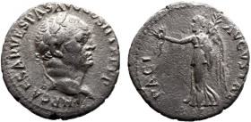 Roman Imperial 
VESPASIAN (69-79). Denarius. Ephesus. Obv: IMP CAESAR VESPAS AVG COS III TR P P P. 
Laureate head right.Rev: PACI AVGVSTAE.Victory a...