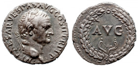 Roman Imperial 
Vespasian AR Denarius. Ephesus, AD 70. IMP CAESAR VESPAS AVG COS II TR P P P, laureate head right / AVG above horizontal monogram; al...