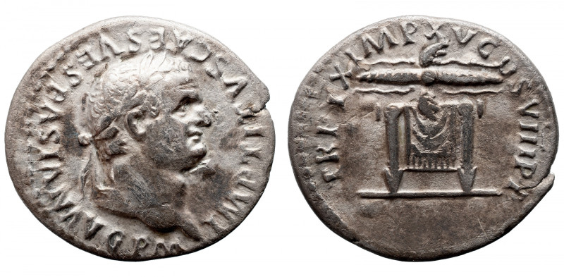 Roman Imperial 
Titus AR Denarius. Rome, AD 80. IMP TITVS CAES VESPASIAN AVG P ...