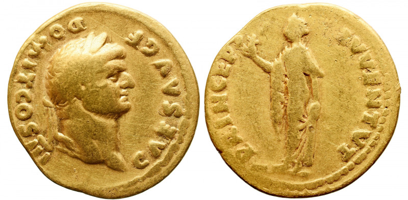 Roman Imperial 
Domitian, as Caesar, AV Aureus. Rome, AD 75. CAES AVG F DOMIT C...
