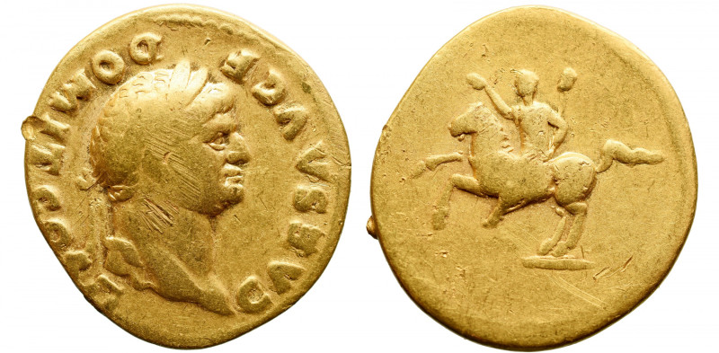 Roman Imperial 
Domitian AV Aureus. Rome, AD 73-5. CAES AVG F DOMIT COS II, lau...