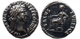 Roman Imperial 
Nerva AR Denarius. Rome, AD 97. IMP NERVɅ CɅES ɅVG P M TR P COS III P P, laureate head to right / SALVS PVBLICɅ, Salus seated to left...