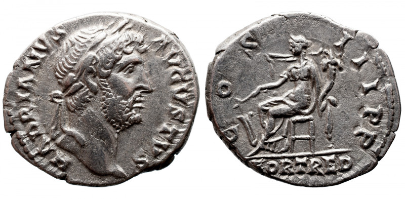 Roman Imperial 
Hadrian AR Denarius. Rome, AD 118. HADRIANVS AVGVSTVS, laureate...