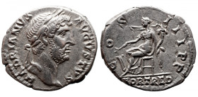 Roman Imperial 
Hadrian AR Denarius. Rome, AD 118. HADRIANVS AVGVSTVS, laureate head right / COS III P P, Fortuna seated left, holding rudder and cor...