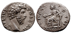 Roman Imperial 
Aelius (adopted son of Hadrian), as Caesar, AR Denarius. Rome, AD 137. L AELIVS CAESAR, bare head to right / TR POT COS II, Concordia...