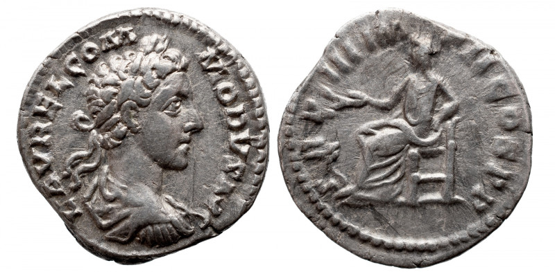 Roman Imperial 
Commodus AR Denarius. Rome, AD 179-180. L AVREL COMMODVS AVG, l...