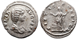 Roman Imperial 
JULIA DOMNA (Augusta, 193-217). Denarius. Rome. Obv: IVLIA AVGVSTA. Draped bust right. Rev: PIETAS PVBLICA. Pietas standing left, ora...