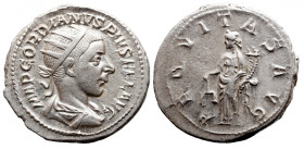 Roman Imperial 
GORDIAN III (238-244). Antoninianus. Rome. 
Obv: IMP GORDIANVS PIVS FEL AVG. Radiate, draped and cuirassed bust right. 
Rev: AEQVIT...