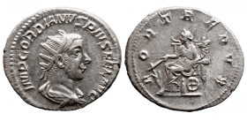 Roman Imperial 
GORDIAN III (238-244). Antoninianus. Rome. 
Obv: IMP GORDIANVS PIVS FEL AVG. Radiate, draped and cuirassed bust right. 
Rev: FORT R...