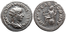 ROMAN IMPERIAL 
GORDIAN III (238-244). Antoninianus. Rome. 
 IMP GORDIANVS PIVS FEL AVG, radiate, draped and cuirassed bust to right 
 ROMAE AETERN...