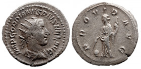 Roman Imperial 
GORDIAN III (238-244). Antoninianus. Rome. 
Obv: IMP GORDIANVS PIVS FEL AVG. Radiate, draped and cuirassed bust right. 
Rev: PROVID...