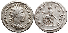 Roman Imperial 
PHILIP I 'THE ARAB' (244-249). Antoninianus. Rome. 
Obv: IMP M IVL PHILIPPVS AVG. Radiate, draped and cuirassed bust right. 
Rev: P...