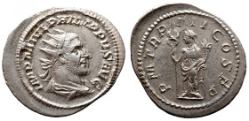 Roman Imperial 
PHILIP I THE ARAB (244-249). Antoninianus. Rome. . 
Obv: IMP M IVL PHILIPPVS AVG. Radiate, draped and cuirassed bust right. 
Rev: P...