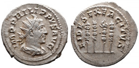 Roman Imperial 
PHILIP I 'THE ARAB' (244–249). Antoninianus. Rome. 
Obv: IMP PHILIPPVS AVG. Radiate, draped and cuirassed bust right. 
Rev: FIDES E...