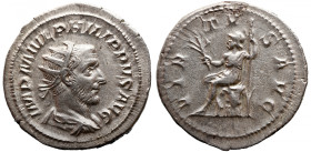 Roman Imperial 
PHILIP I THE ARAB (244–249). Antoninianus. Rome. 
Obv: IMP M IVL PHILIPPVS AVG. Radiate, draped and cuirassed bust right. 
Rev: VIR...
