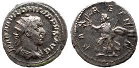 Roman Imperial 
PHILIP I 'THE ARAB' (244-249). Antoninianus. Rome. 
Obv: IMP M IVL PHILIPPVS AVG. Radiate, draped and cuirassed bust right. 
Rev: P...
