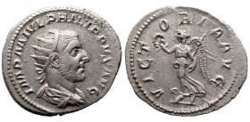 Roman Imperial 
PHILIP I THE ARAB (244–249). Antoninianus. Rome. 
Obv: IMP M IVL PHILIPPVS AVG. Radiate, draped and cuirassed bust right. 
Rev: VIC...