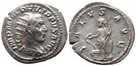 Roman Imperial 
PHILIP I 'THE ARAB' (244-249). Antoninianus. Rome. 
Obv: IMP M IVL PHILIPPVS AVG. Radiate, draped and cuirassed bust right. 
Rev: S...