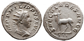Roman Imperial 
PHILIP II (247-249). Antoninianus. Rome. 
Saecular Games/1000th Anniversary of Rome issue. 
Obv: IMP PHILIPPVS AVG. Radiate, draped...