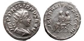 Roman Imperial 
PHILIP II (247-249). Antoninianus. Rome. 
Obv: IMP PHILIPPVS AVG. Radiate, draped and cuirassed bust right. 
Rev: LIBERALITAS AVGG ...