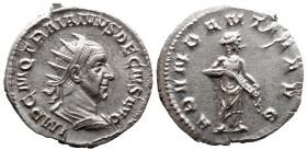Roman Imperial 
TRAJANUS DECIUS (249-251). Antoninianus. Antioch. Obv: IMP C M Q TRAIANVS DECIVS AVG. 
Radiate and cuirassed bust right. 
Rev: PVDI...