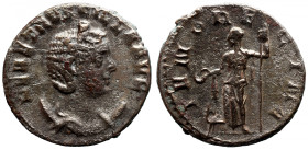 HERENNIA ETRUSCILLA (Augusta, 249-251). Antoninianus. Rome. 
Obv: HER ETRVSCILLA AVG. Diademed and draped bust right, set on crescent. 
Rev: IVNO RE...