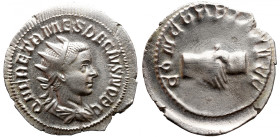Roman Imperial 
HERENNIUS ETRUSCUS (Caesar, 249-251). Antoninianus. Rome. 
Obv: Q HER ETR MES DECIVS NOB C. Radiate, draped and cuirassed bust right...