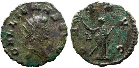 Roman Imperial 
GALLIENUS (253-268). Antoninianus. Rome. 
 Obv: GALLIENVS AVG. Radiate head right. 
 Rev: PAX AVG / Δ Pax standing left, holding br...