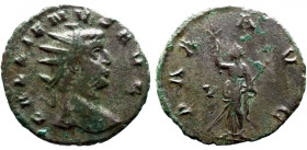 Roman Imperial 
GALLIENUS (253-268). Antoninianus. Rome. 
 Obv: GALLIENVS AVG. Radiate head right. 
 Rev: PAX AVG / V Pax standing left, holding br...