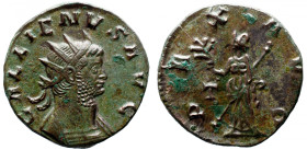 Roman Imperial 
GALLIENUS (253-268). Antoninianus. Rome. 
 Obv: GALLIENVS AVG. Radiate head right. 
 Rev: PAX AVG / T Pax standing left, holding br...