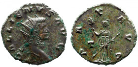 Roman Imperial 
GALLIENUS (253-268). Antoninianus. Rome. 
 Obv: GALLIENVS AVG. Radiate head right. 
 Rev: PAX AVG / T Pax standing left, holding br...