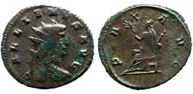 Roman Imperial 
GALLIENUS (253-268). Antoninianus. Siscia. 
Obv: GALLIENVS AVG. Radiate head right. 
Rev: PAX AVG. Pax seated left with branch and ...