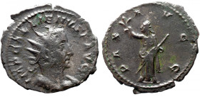 Roman Imperial 
GALLIENUS (253-268). Antoninianus. Rome. 
 Obv: IMP GALLIENVS P AVG. Radiate head right. 
 Rev: PAX AVGG Pax standing left, holding...