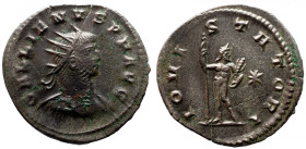 Roman Imperial&nbsp; 

 GALLIENUS (253-268). Antoninianus. Antioch. 
 

 Obv: GALLIENVS P F AVG.&nbsp; Radiate and cuirassed bust right, with sli...