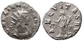 Roman Imperial 
GALLIENUS (253-268). Antoninianus. Siscia. 
Obv: GALLIENVS AVG. Radiate, draped and cuirassed bust right. 
Rev: AEQVITAS AVG / VI. ...