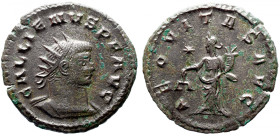 GALLIENUS (253-268). Antoninianus. Antioch. 
Obv: GALLIENVS P F AVG. Radiate, draped and cuirassed bust right. 
Rev: AEQVITAS AVG. Aequitas standing...