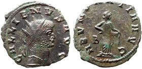 Roman Imperial 
GALLIENUS (253-268). Antoninianus. Rome. 
Obv: GALLIENVS AVG. Radiate head right. 
Rev: ABVNDANTIA AVG / B. Abundantia standing rig...