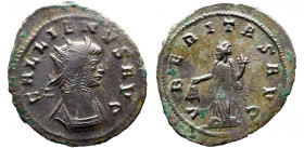 Roman Imperial 
GALLIENUS (253-268). Antoninianus. Rome. 
Obv: GALLIENVS AVG. Radiate and cuirassed bust right. 
Rev: VBERITAS AVG. Uberitas standi...
