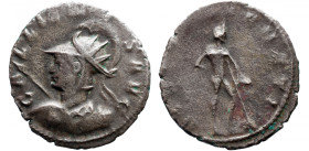 Roman Imperial 
GALLIENUS (253-268). Antoninianus. Mediolanum. 
Obv: GALLIENVS AVG, radiate, helmeted, and cuirassed bust left, holding spear and sh...