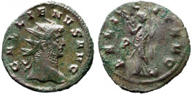 Roman Imperial 
GALLIENUS (253-268). Antoninianus. Mediolanum. 
Obv: GALLIENVS AVG, radiate, helmeted, and cuirassed bust left, holding spear and sh...