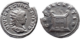 Roman Imperial 
DIVUS VALERIAN II (Died 258). Antoninianus. Rome. 
Obv: DIVO CAES VALERIANO. Radiate head right. 
Rev: CONSECRATIO. Lighted altar. ...