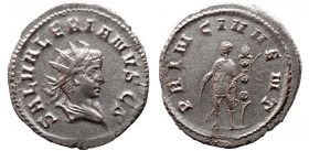 Roman Imperial 
SALONINUS (Caesar, 258-260). Antoninianus. Mediolanum. 
Obv: SAL VALERIANVS CS. Radiate and draped bust right. 
Rev: PRINC IVVENT. ...