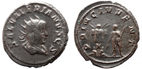 Roman Imperial 
SALONINUS (Caesar, 258-260). Antoninianus. Mediolanum. 
Obv: SAL VALERIANVS CS. Radiate and draped bust right. 
Rev: PRINC IVVENT. ...
