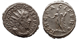 Roman Imperial 
POSTUMUS (260-269). Antoninianus. Treveri. 
Obv: IMP C POSTVMVS P F AVG. Radiate, draped and cuirassed bust right. 
Rev: HERC PACIF...