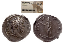 NGC Roman Imperial 
Septimius Severus, 193-211. Denarius, Rome, NGC CH-VF 
SEVERVS PIVS AVG Laureate head of Septimius Severus to right. 
 Rev. FVN...